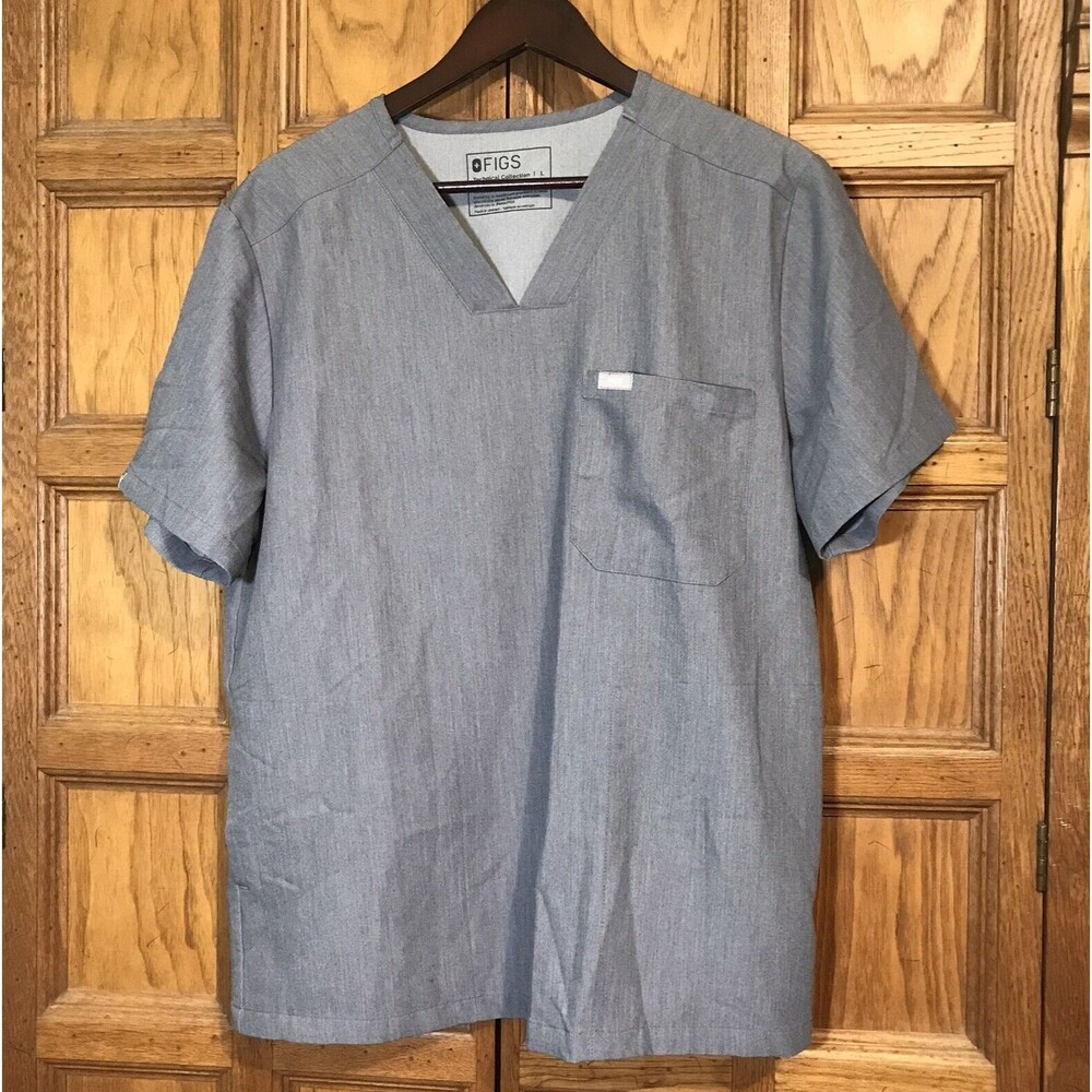 FIGS Technical Collection Scrubs Graphite Gray Men's Large Chisec Top 3 Pockets - Picture 1 of 8